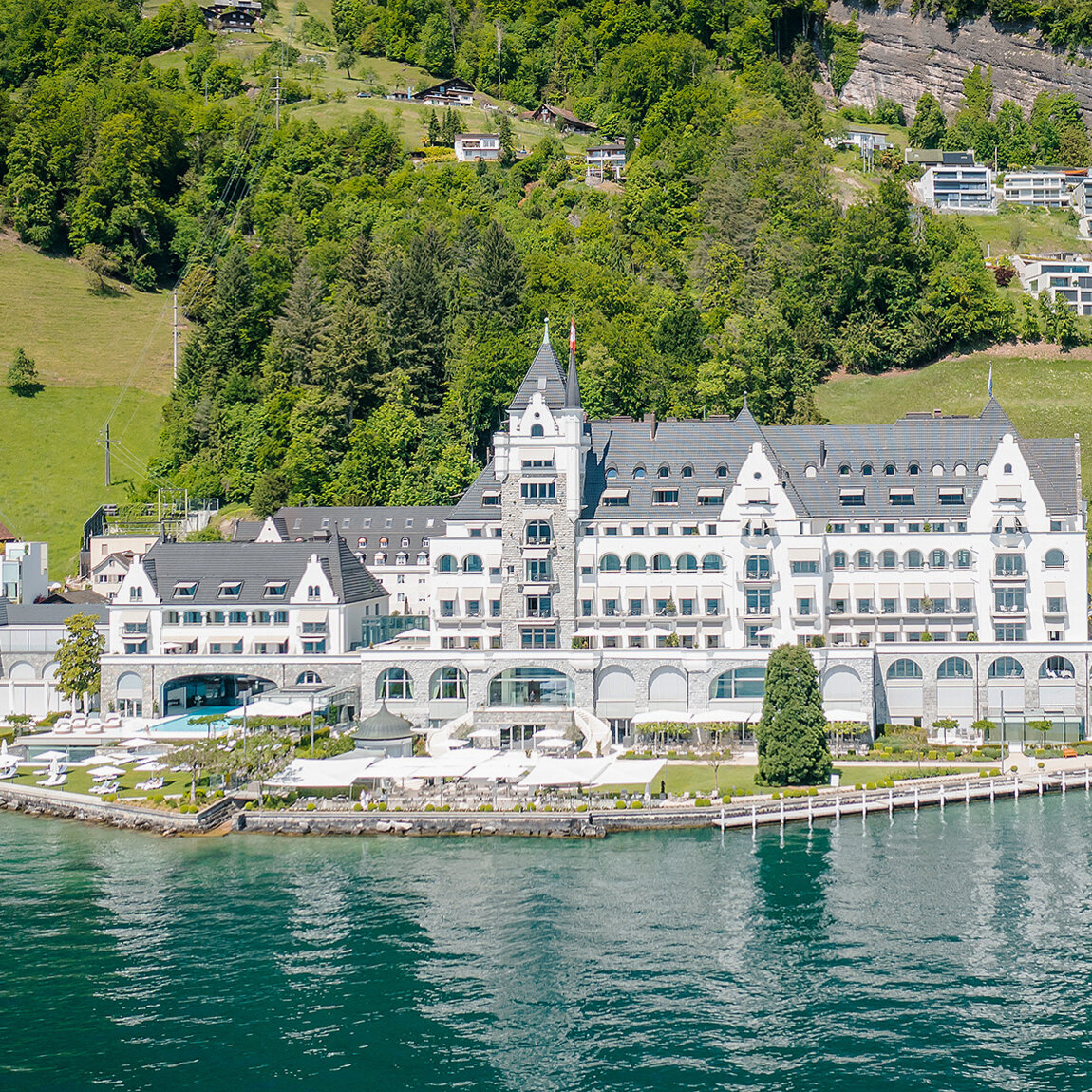 Park Hotel Vitznau in Summer – View from Lake Lucerne